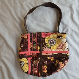 Vera Bradley warm pink & brown 70s florals mini tote bag